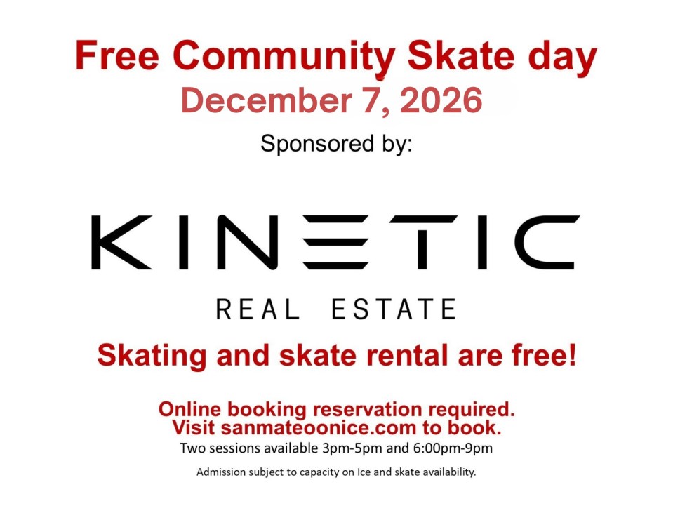 Free skate day flyer with event details and sponsor logo.